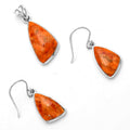 Red Sponge Coral Pendant Earrings Set T-1002 DGT01030-0