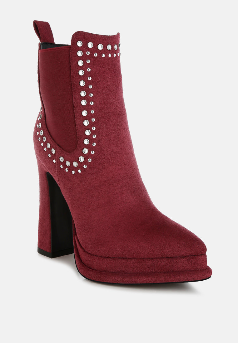 Dalton Studs Embellished High Ankle Boots-1