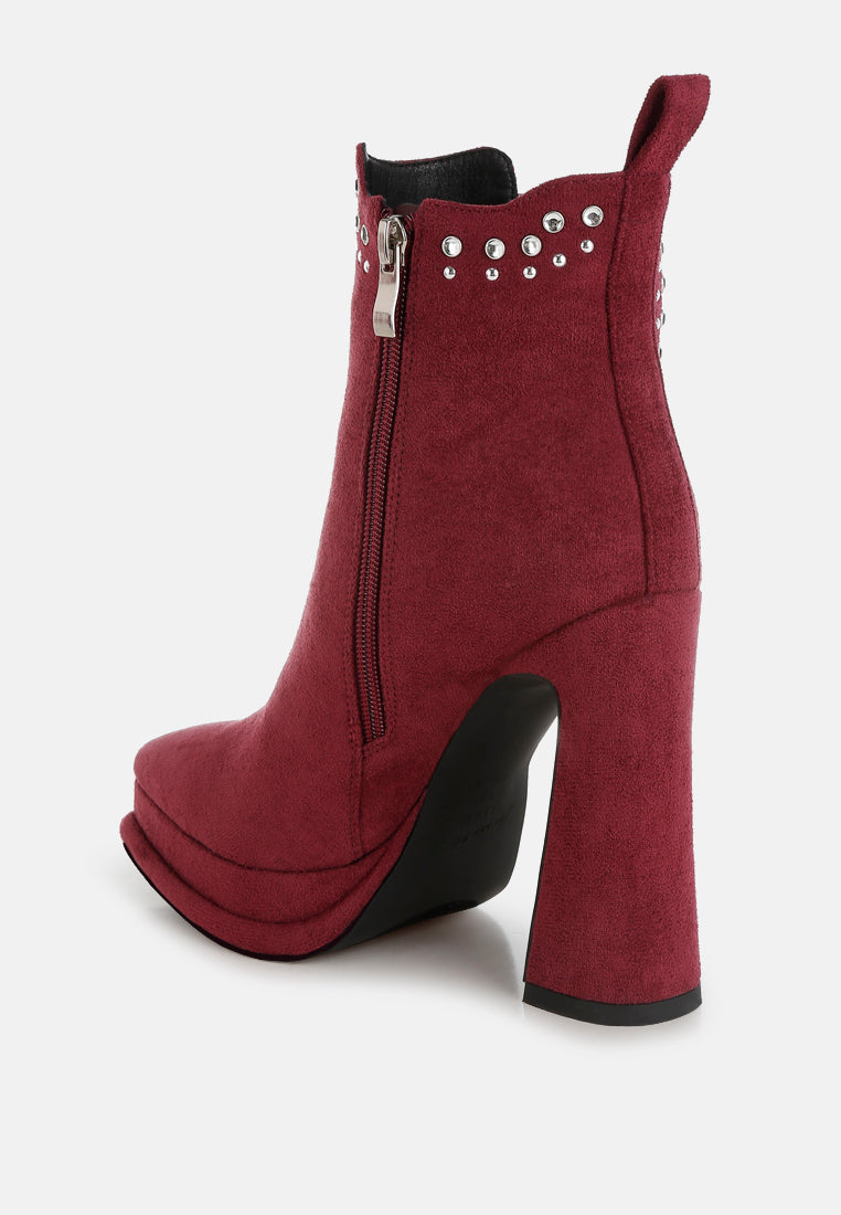 Dalton Studs Embellished High Ankle Boots-2