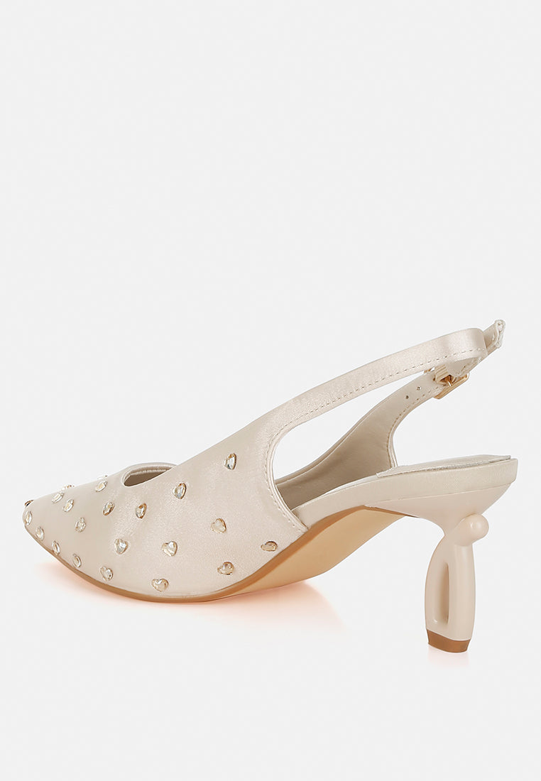 Dasavla Heart-Shaped Rhinestone Studded Slingbacks-2