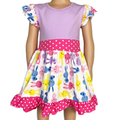 Girls Easter Bunny Dress Ruffle Party Spring Pink & Purple-0