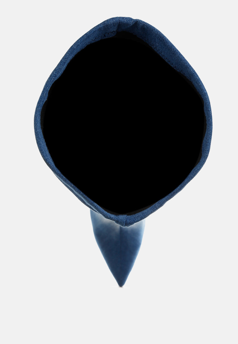 Eilish Rhinestones Knee High Denim Boots-3