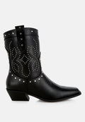 Equine Studded Embroidery Cowboy Boots-0