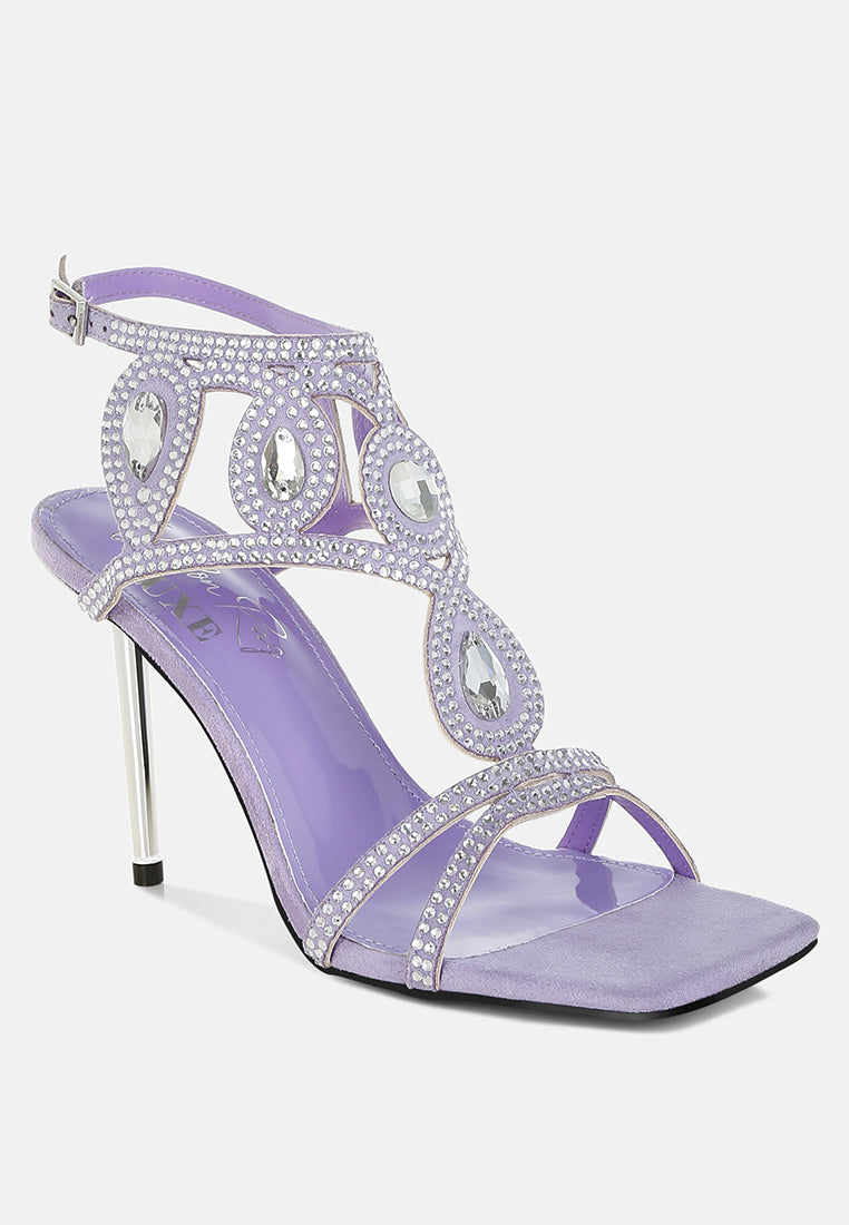 Fialka Diamante & Rhinestones Stiletto Sandals-2