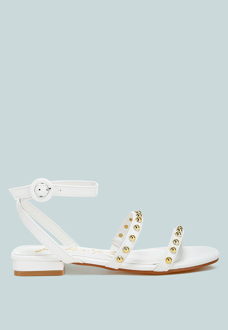 Flippity Studded Ankle Strap Flat Sandals-0