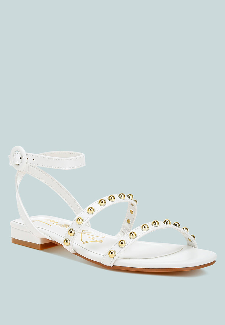 Flippity Studded Ankle Strap Flat Sandals-1