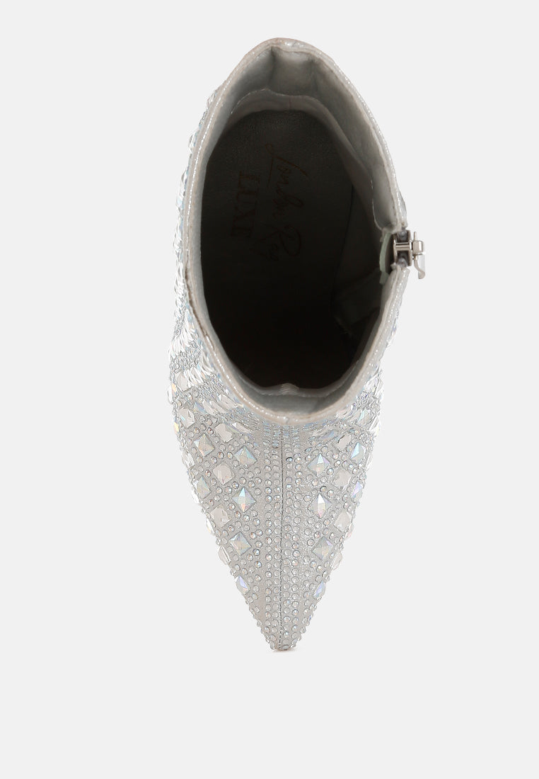 Frostin Pointed Toe Rhinestones Stiletto Boots-3