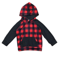Unisex Red & Black Plaid Pullover Hoodie Christmas Jacket-0