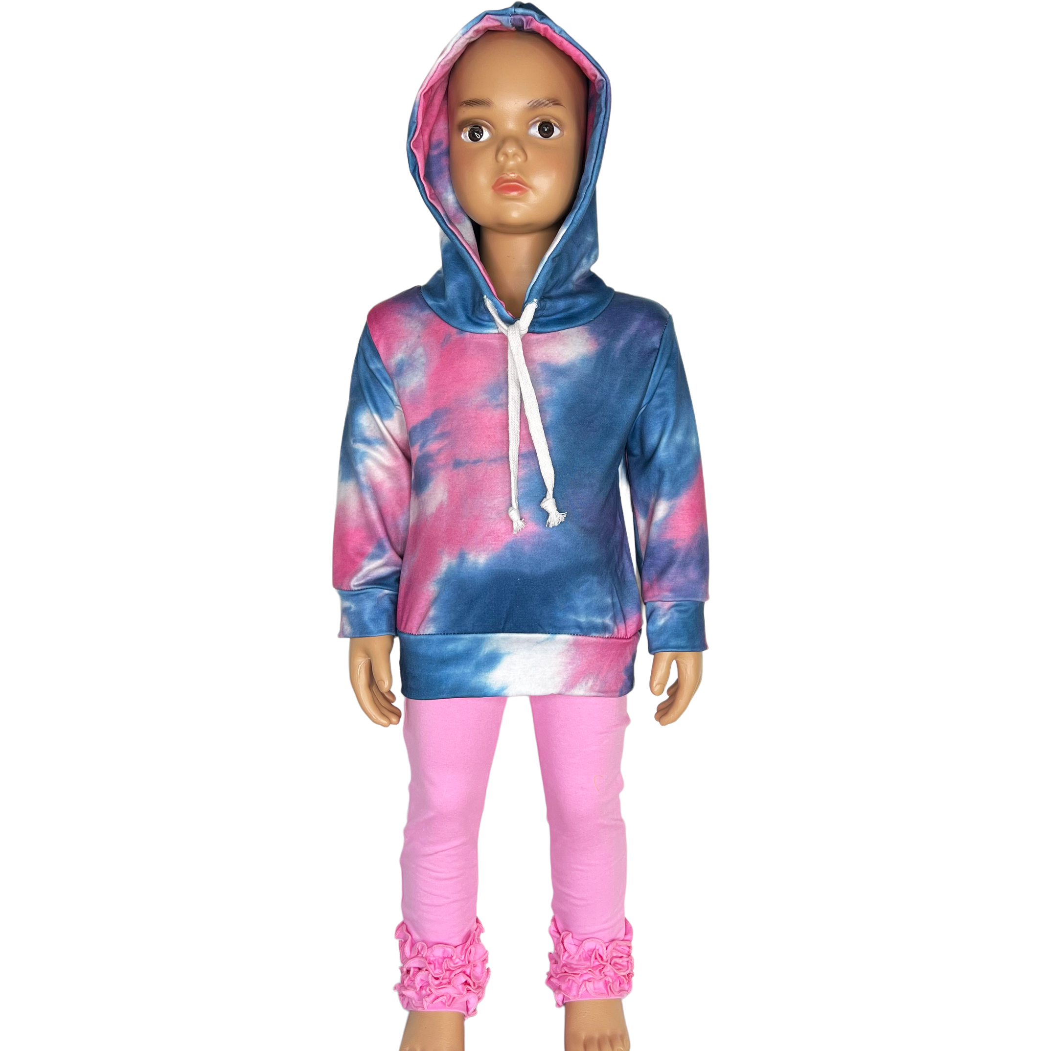 Girls Blue & Pink Pull over Tie Dye Hoodie Sweatshirt Jacket-2