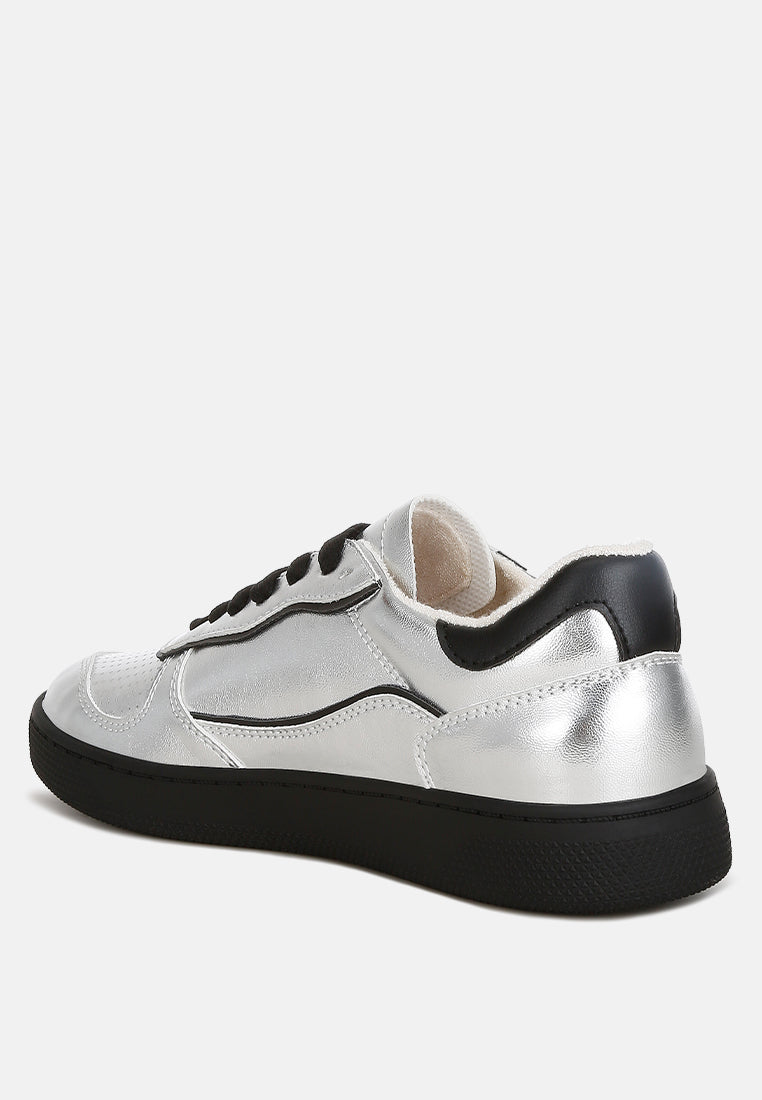 Kyniska Metallic Faux Leather Everyday Sneakers-4