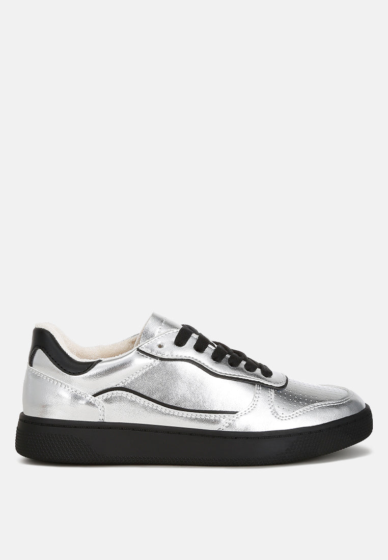 Kyniska Metallic Faux Leather Everyday Sneakers-0