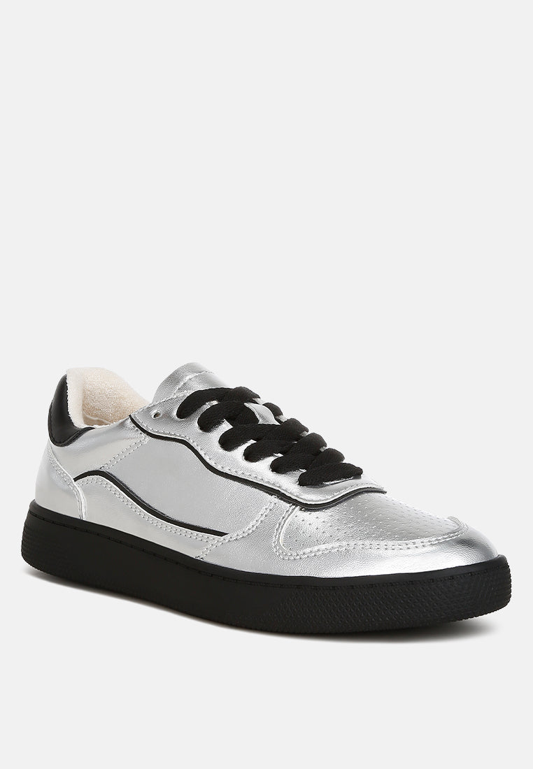 Kyniska Metallic Faux Leather Everyday Sneakers-3