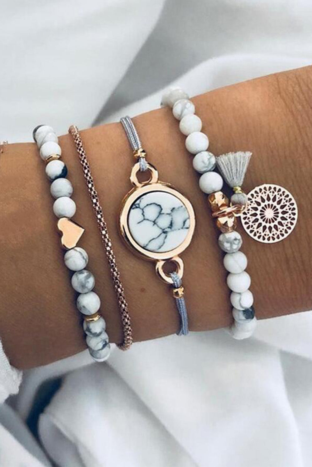 Gray Marble Bracelet Set-1
