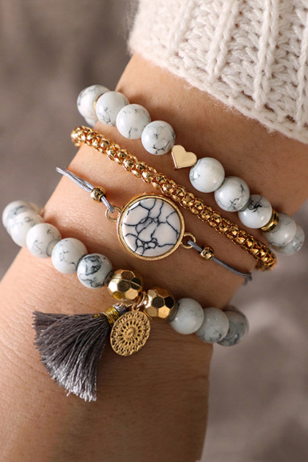Gray Marble Bracelet Set-0