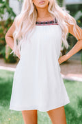 Nola Frill Embroidered Square Neck Shift Dress-0