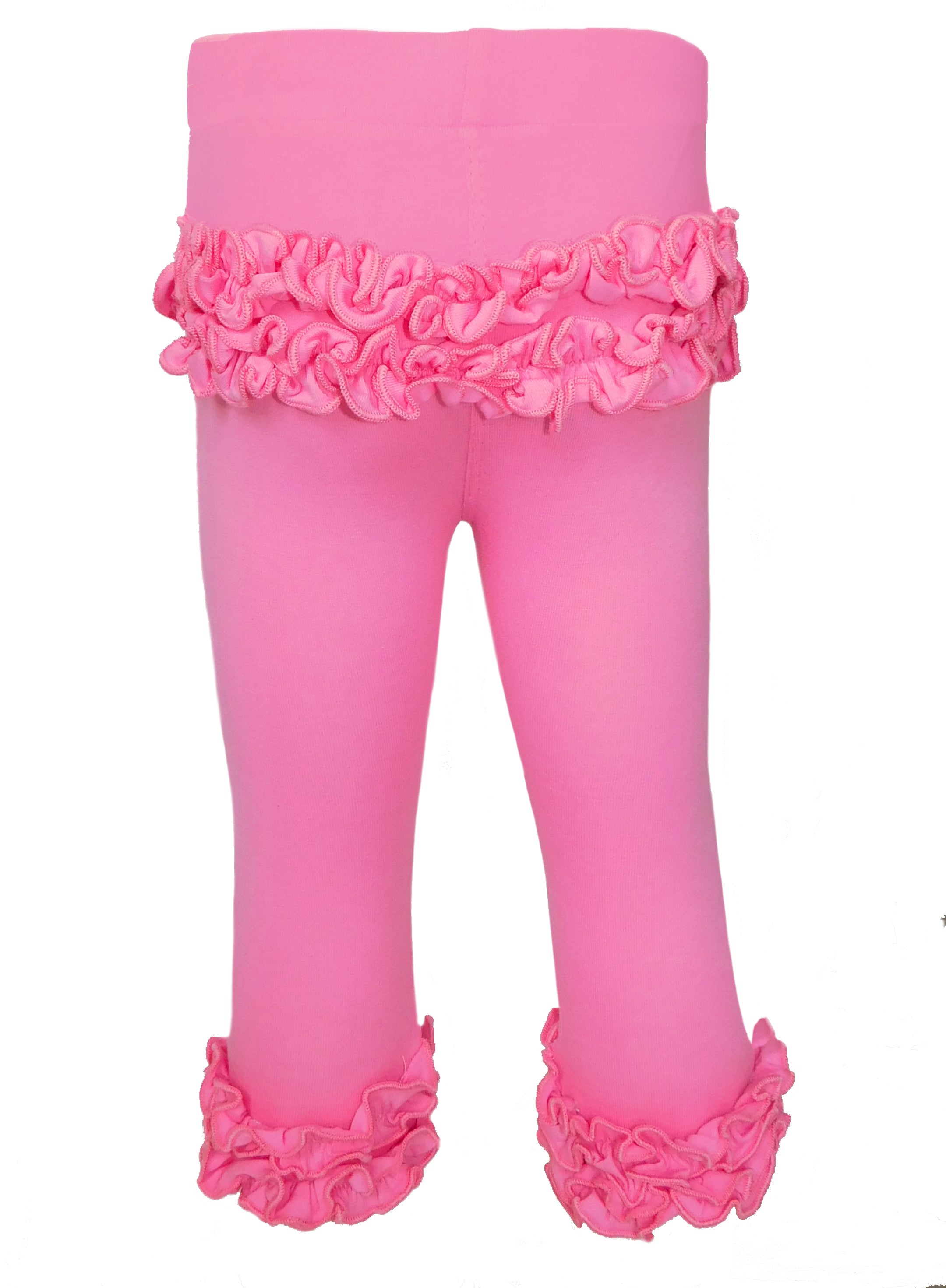 AnnLoren Baby Girls Big Girls Boutique Pink Ruffle Butt Leggings Set-1