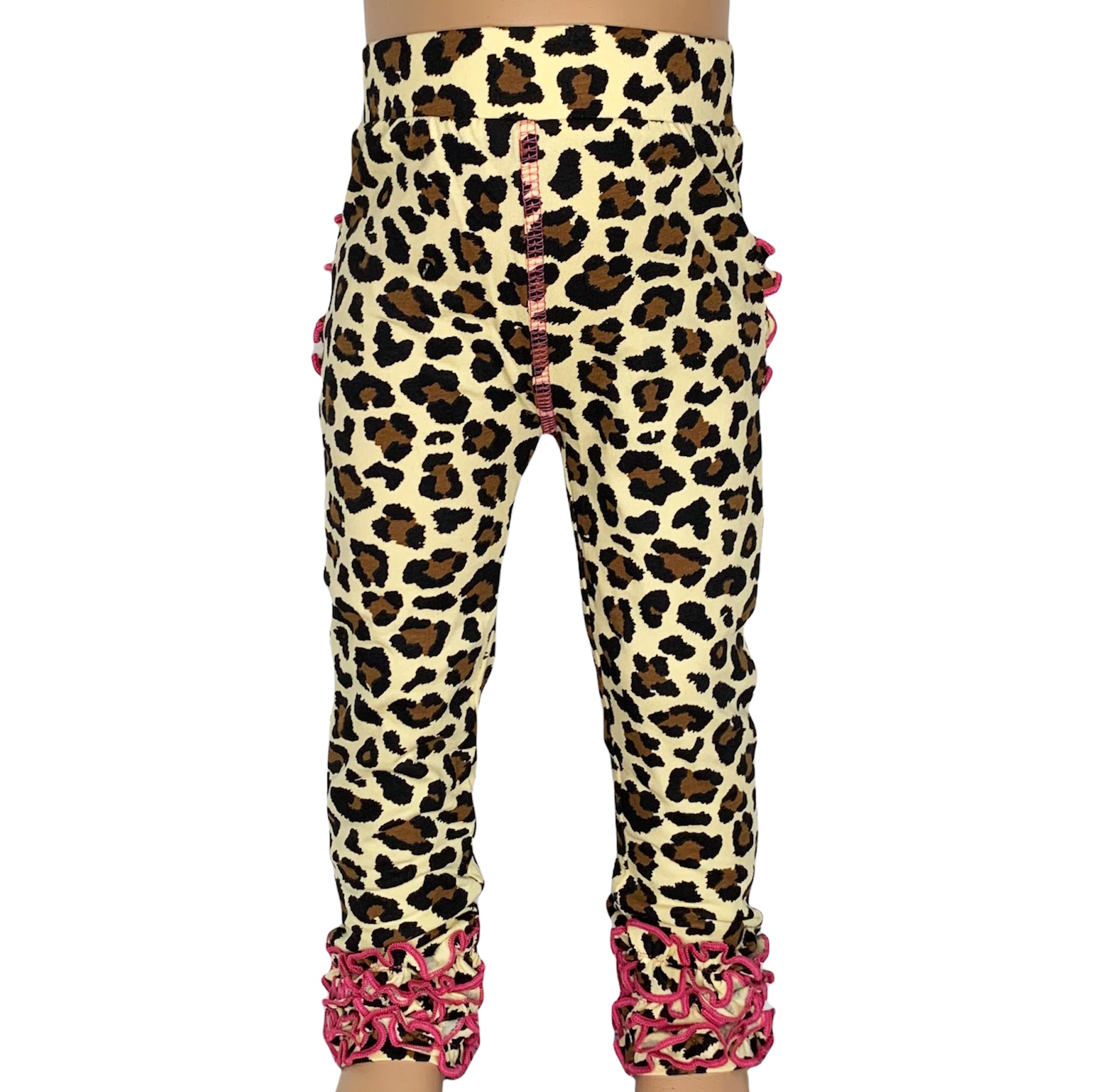 AnnLoren Baby Toddler Big Girls Boutique Leopard Ruffle Butt Leggings-3