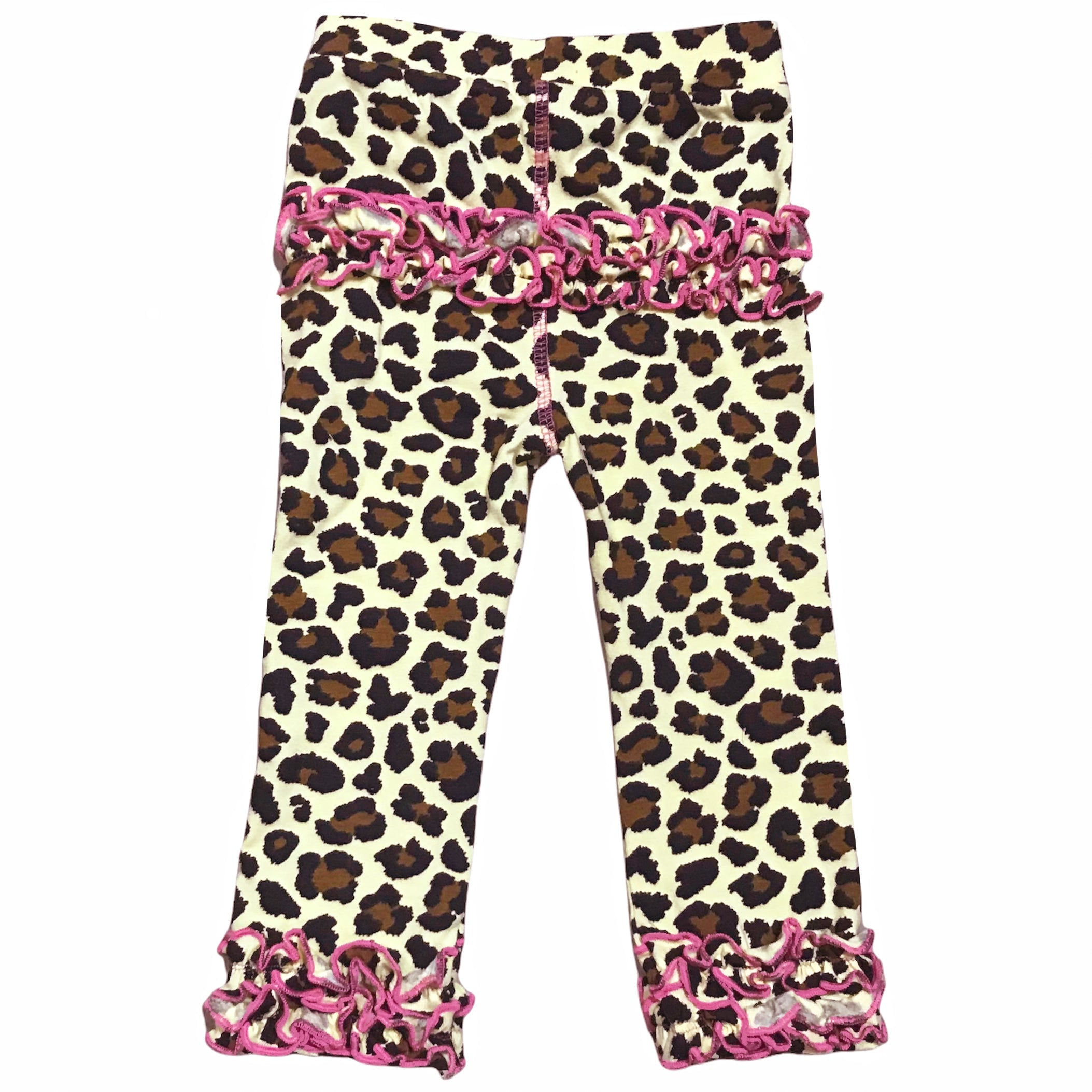 AnnLoren Baby Toddler Big Girls Boutique Leopard Ruffle Butt Leggings-4