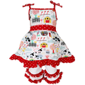 AnnLoren Little & Big Girls Farm Animals Dress and Capri Ruffle Leggings Outfit-0