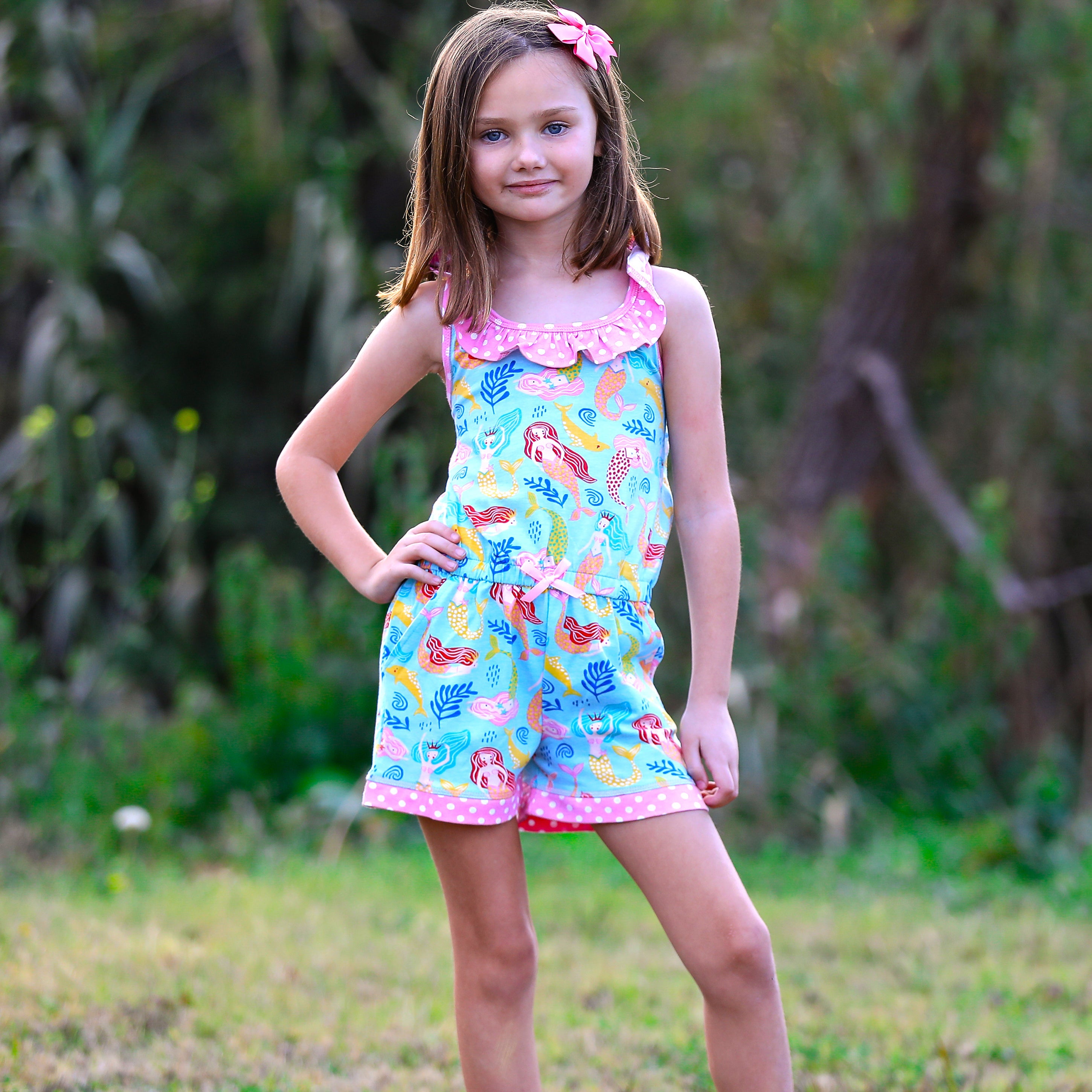 AnnLoren Girls Boutique Nautical Mermaid Jumpsuit  Spring Summer Romper-2