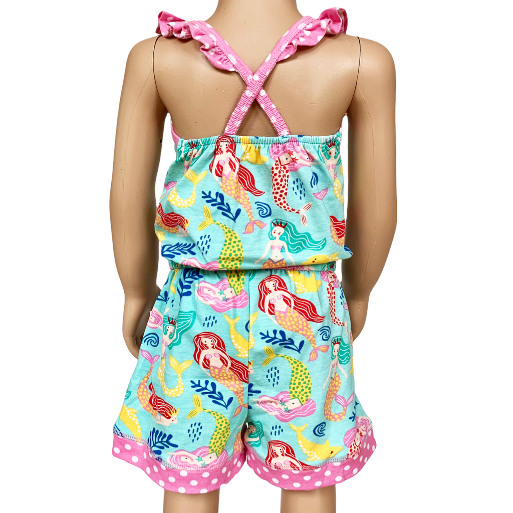 AnnLoren Girls Boutique Nautical Mermaid Jumpsuit  Spring Summer Romper-1