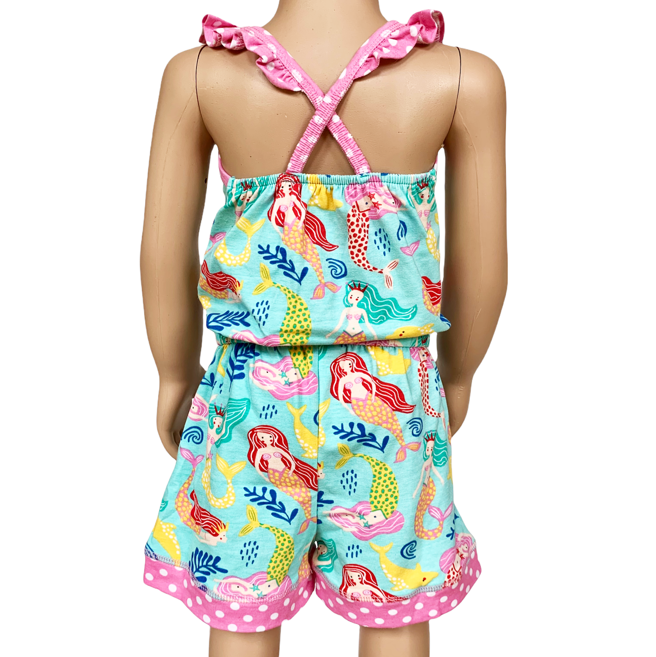 AnnLoren Girls Boutique Nautical Mermaid Jumpsuit  Spring Summer Romper-1