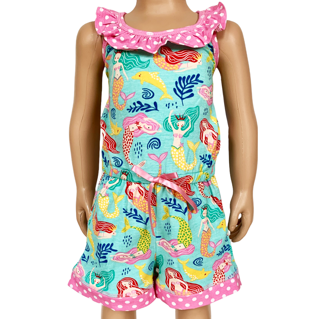 AnnLoren Girls Boutique Nautical Mermaid Jumpsuit  Spring Summer Romper-0