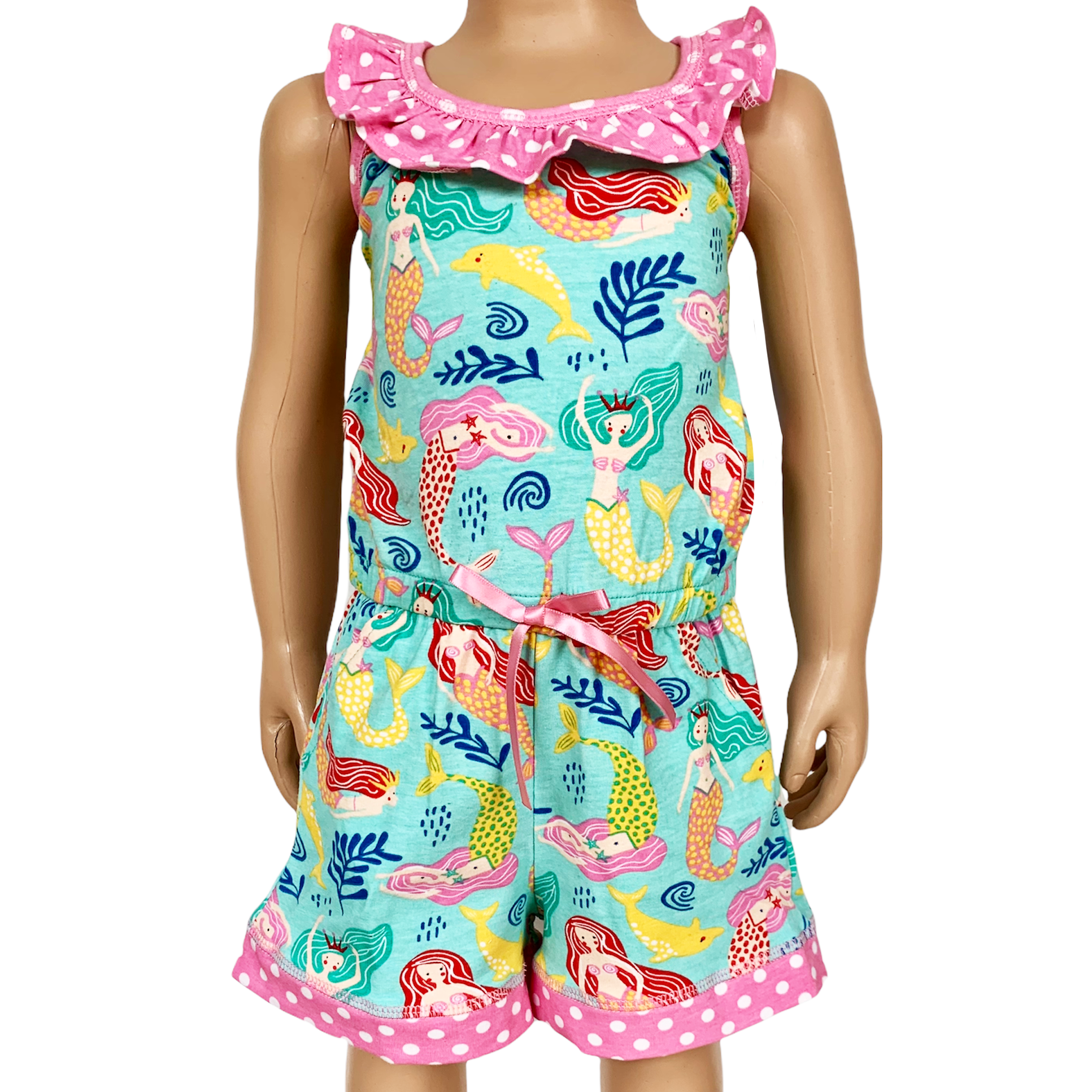 AnnLoren Girls Boutique Nautical Mermaid Jumpsuit  Spring Summer Romper-0