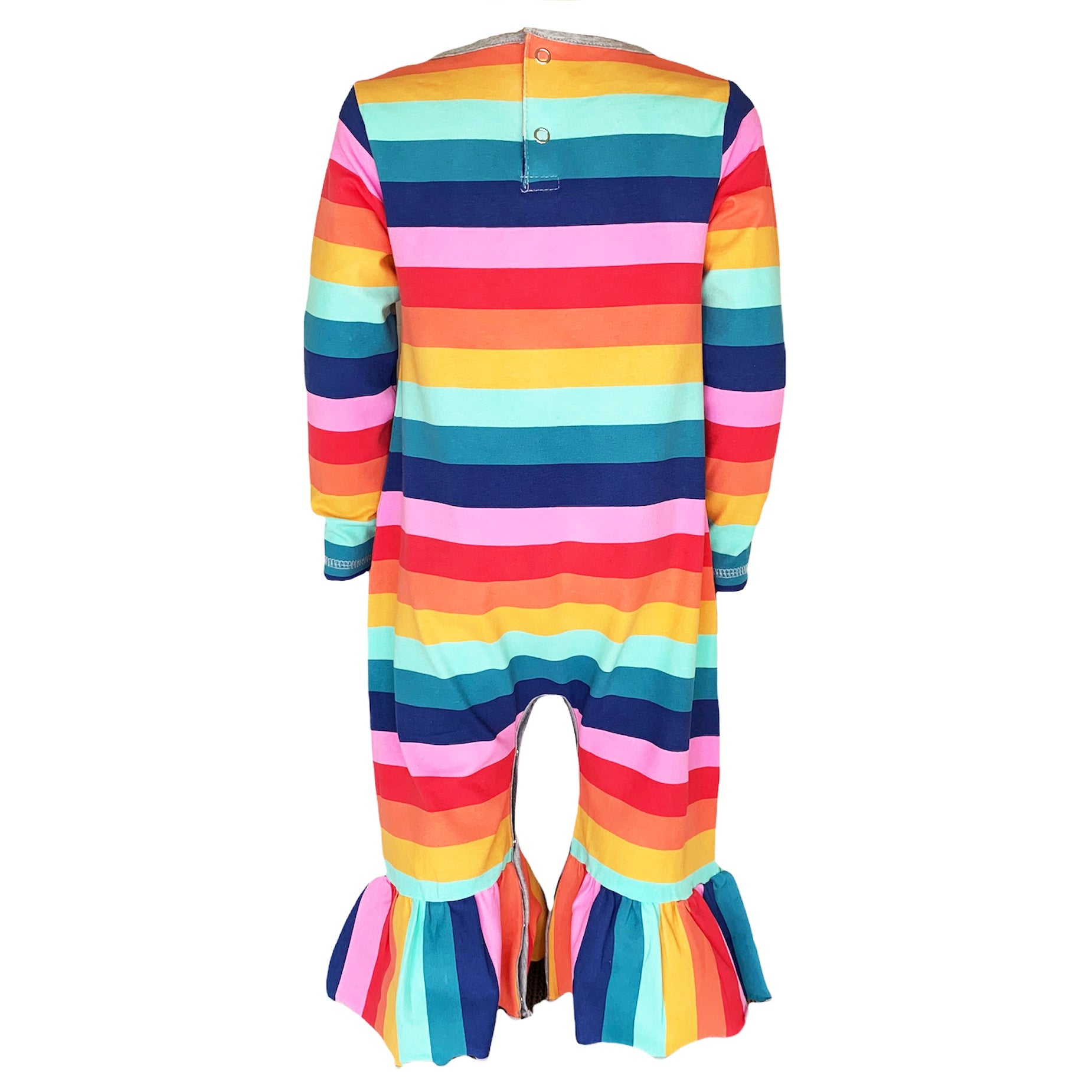 AnnLoren Girls Long Sleeve Rainbow Hearts Baby Toddler Romper One Piece-4
