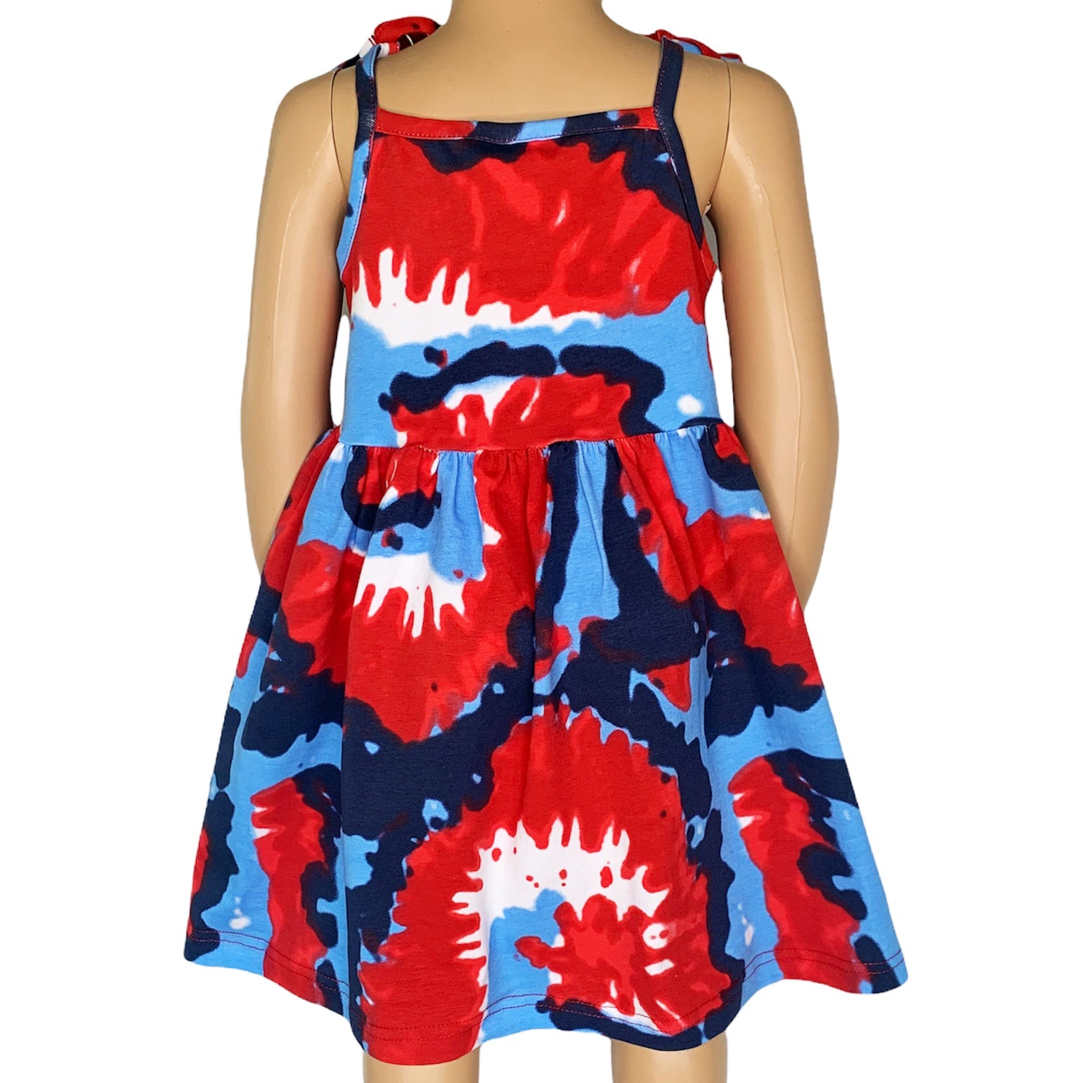 AnnLoren Big Little Girls 4th of July Tie Dye Summer Swing Dress-3