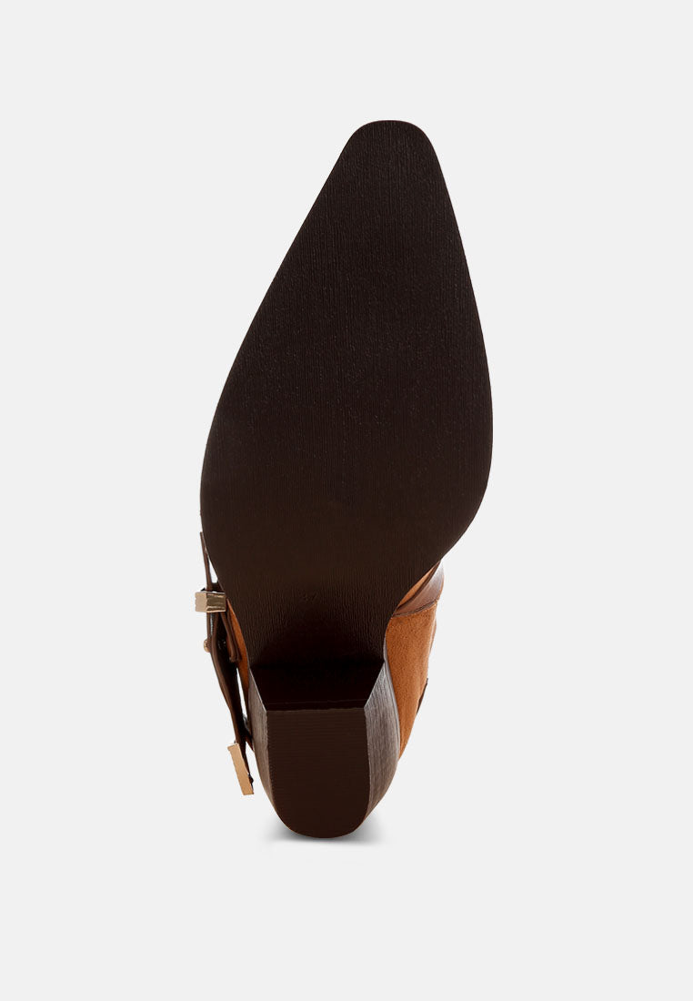 Raveta Microfiber Buckle Strap Western Boots-4