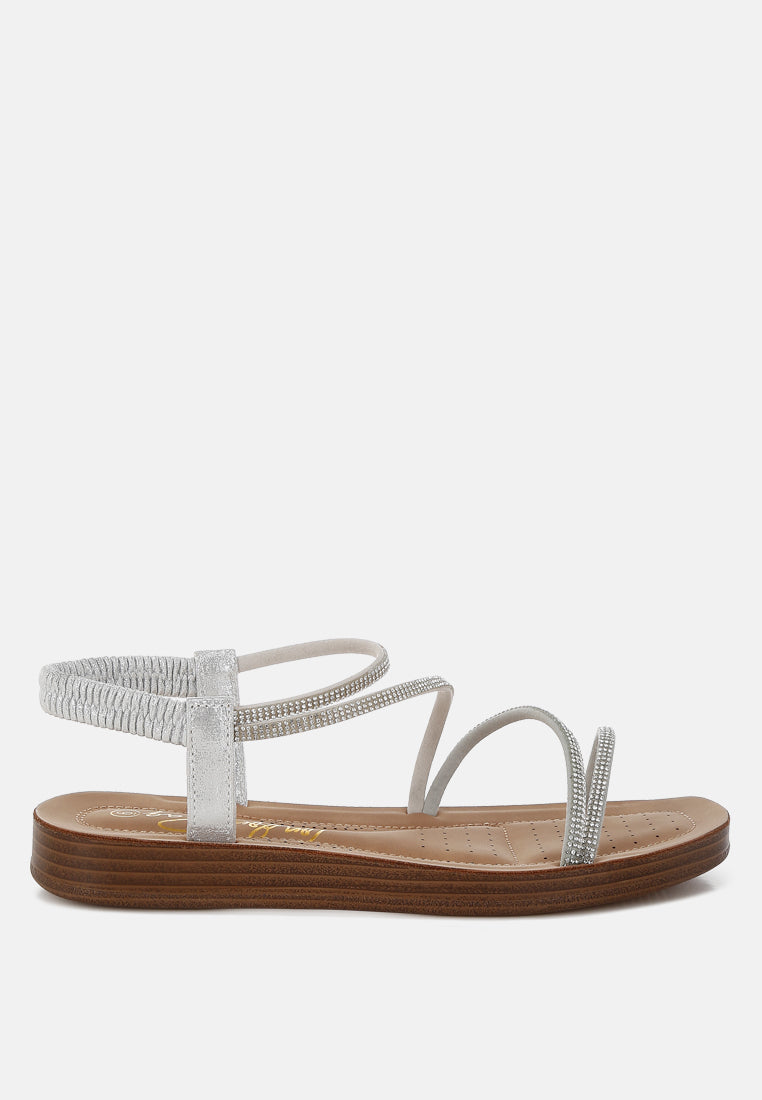 Ridayne Rhinestones Embellished Strappy Flats-0