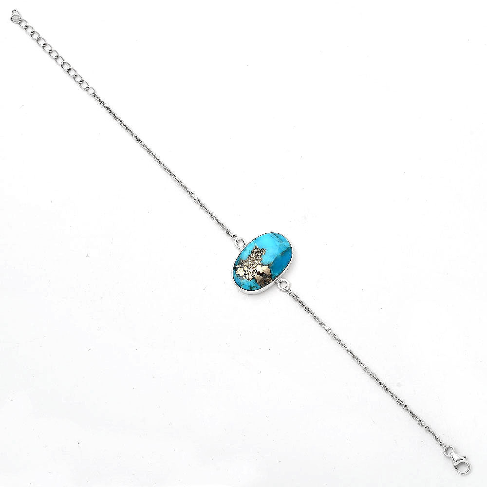 Natural Kingman Turquoise With Pyrite Bracelet B-1023 SDB2826-2