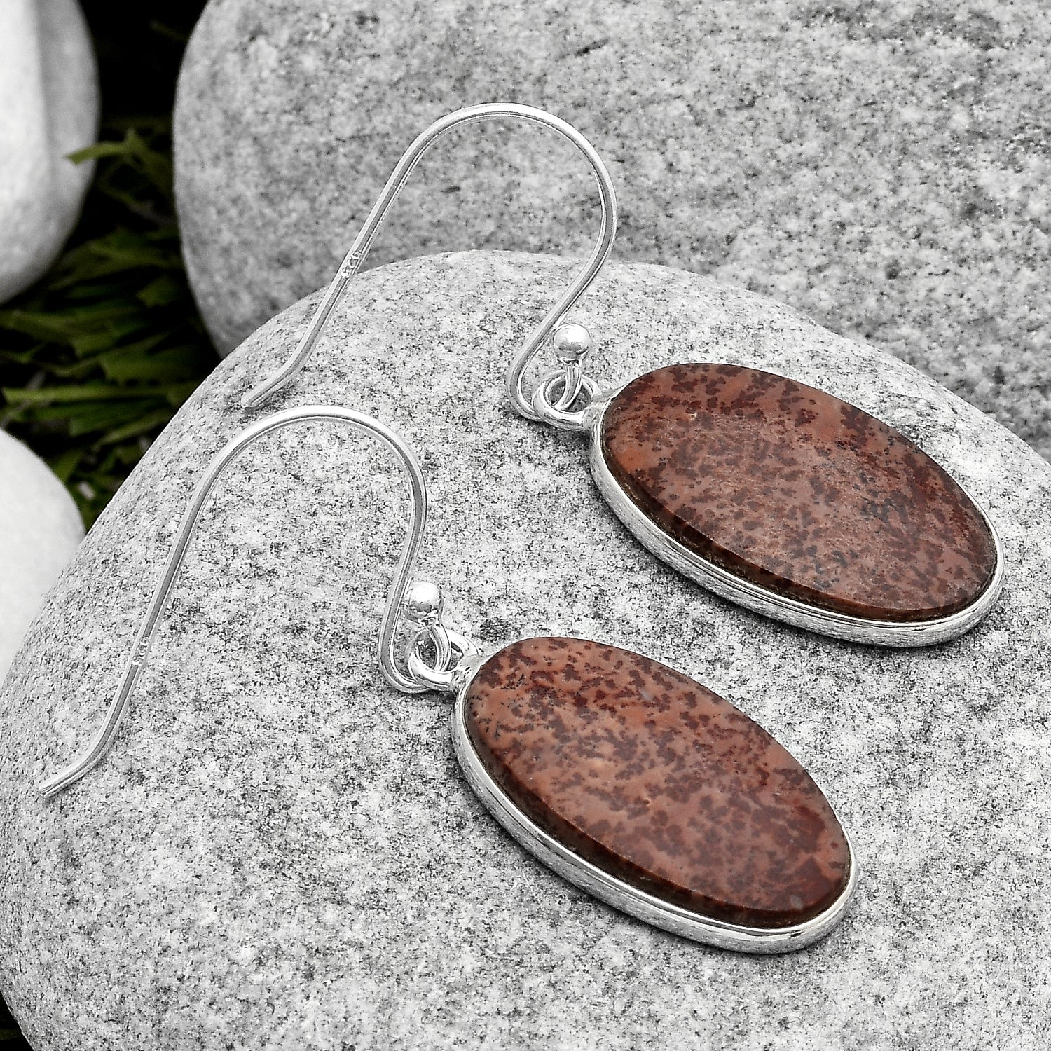 Natural Coffee Bean Jasper Earrings E-1001 SDE67386-2