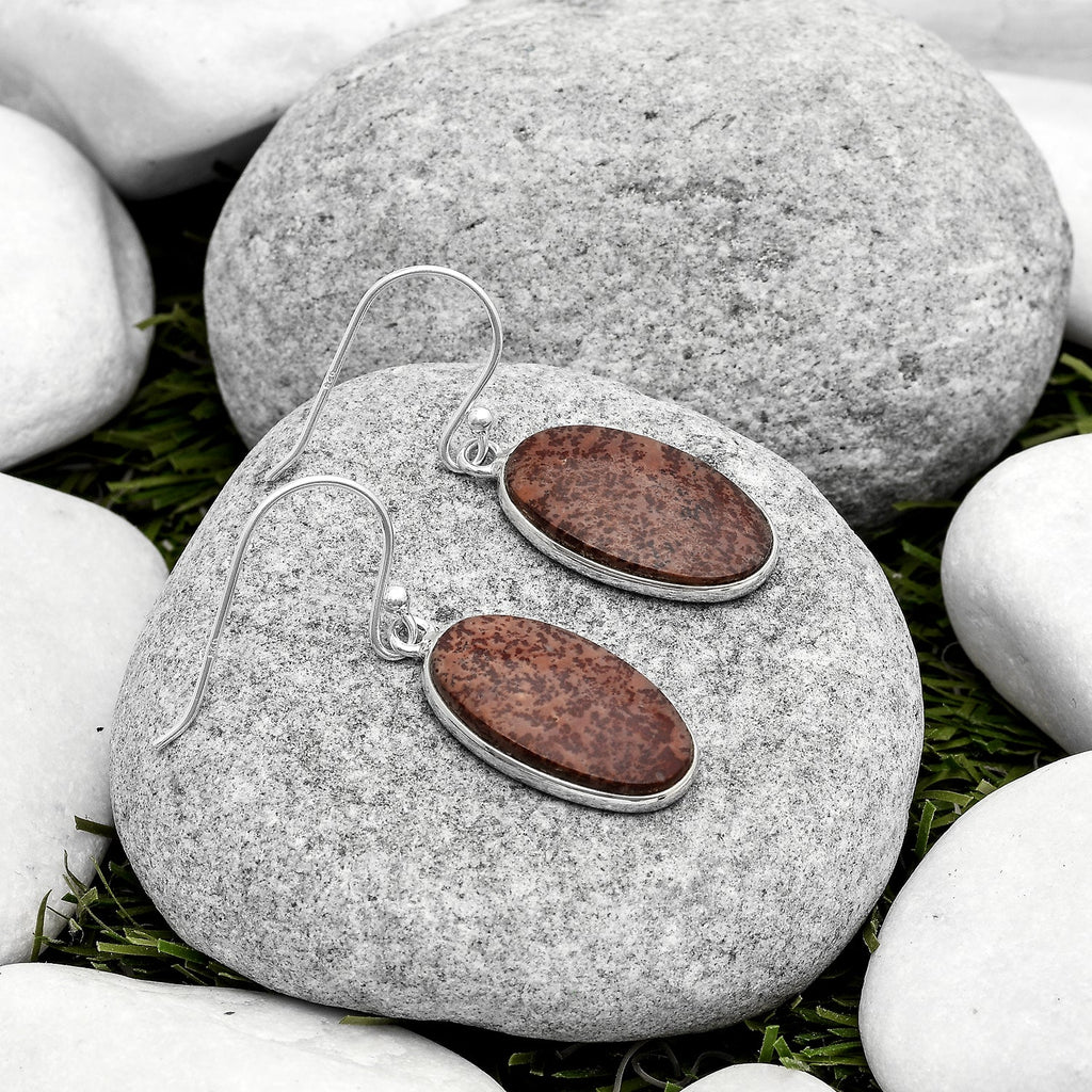Natural Coffee Bean Jasper Earrings E-1001 SDE67386-1