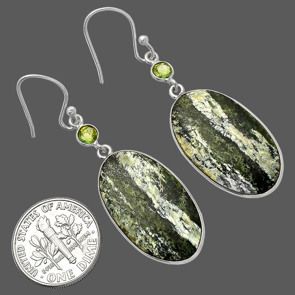 Natural Chrysotile & Peridot Earrings E-1002 SDE82475-2