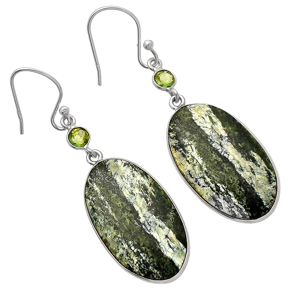 Natural Chrysotile & Peridot Earrings E-1002 SDE82475-1