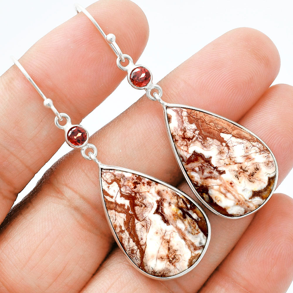 Rosetta Picture Jasper & Garnet Earrings E-1002 SDE88609-0