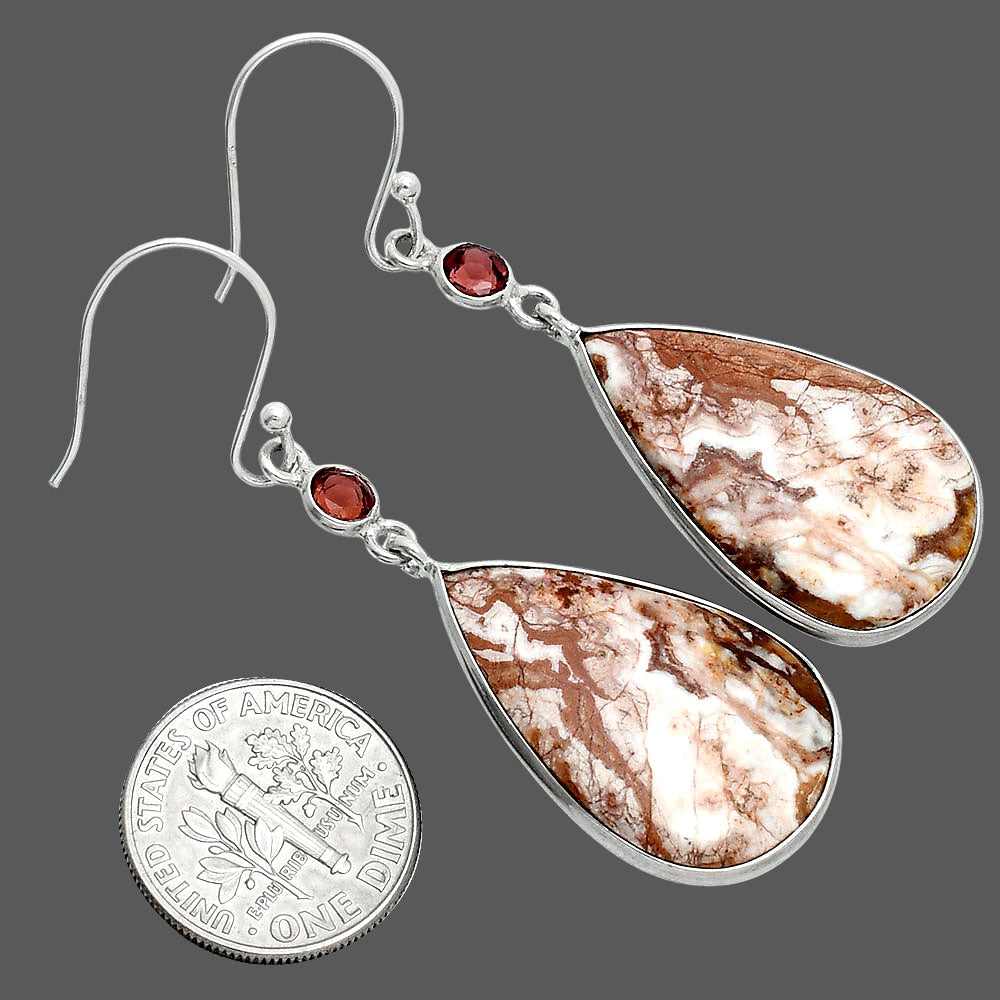 Rosetta Picture Jasper & Garnet Earrings E-1002 SDE88609-2