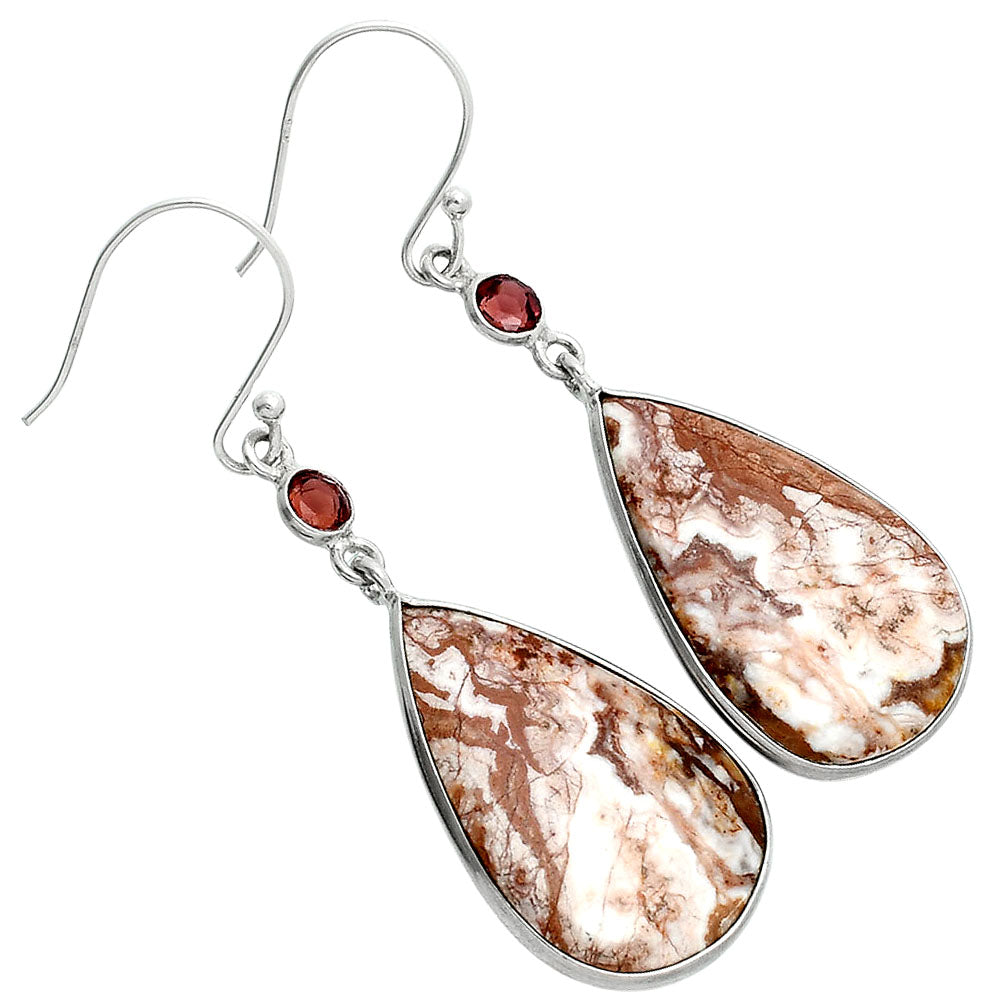 Rosetta Picture Jasper & Garnet Earrings E-1002 SDE88609-1