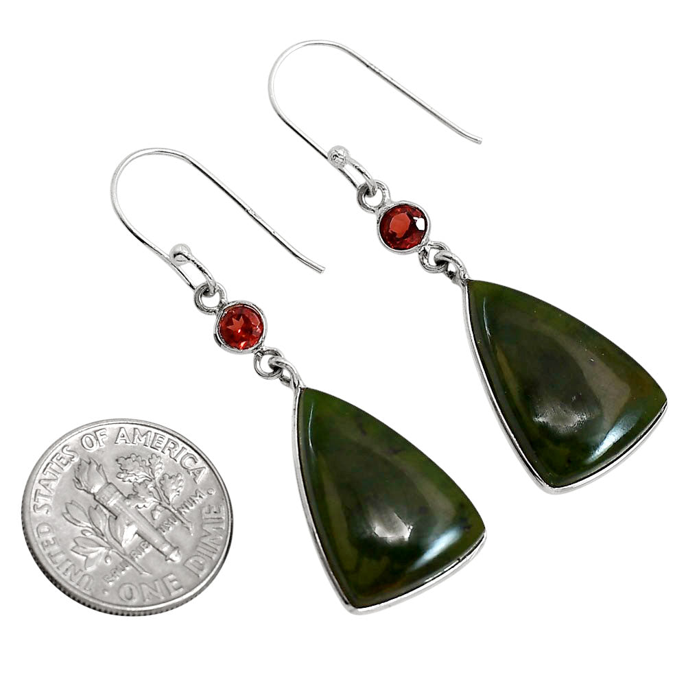 Chrome Chalcedony and Garnet Earrings E-1002 SDE91694-1