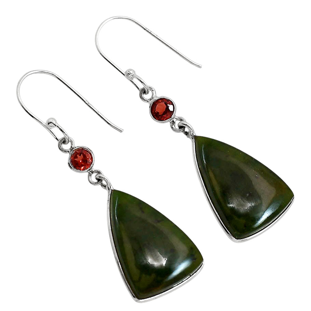 Chrome Chalcedony and Garnet Earrings E-1002 SDE91694-2