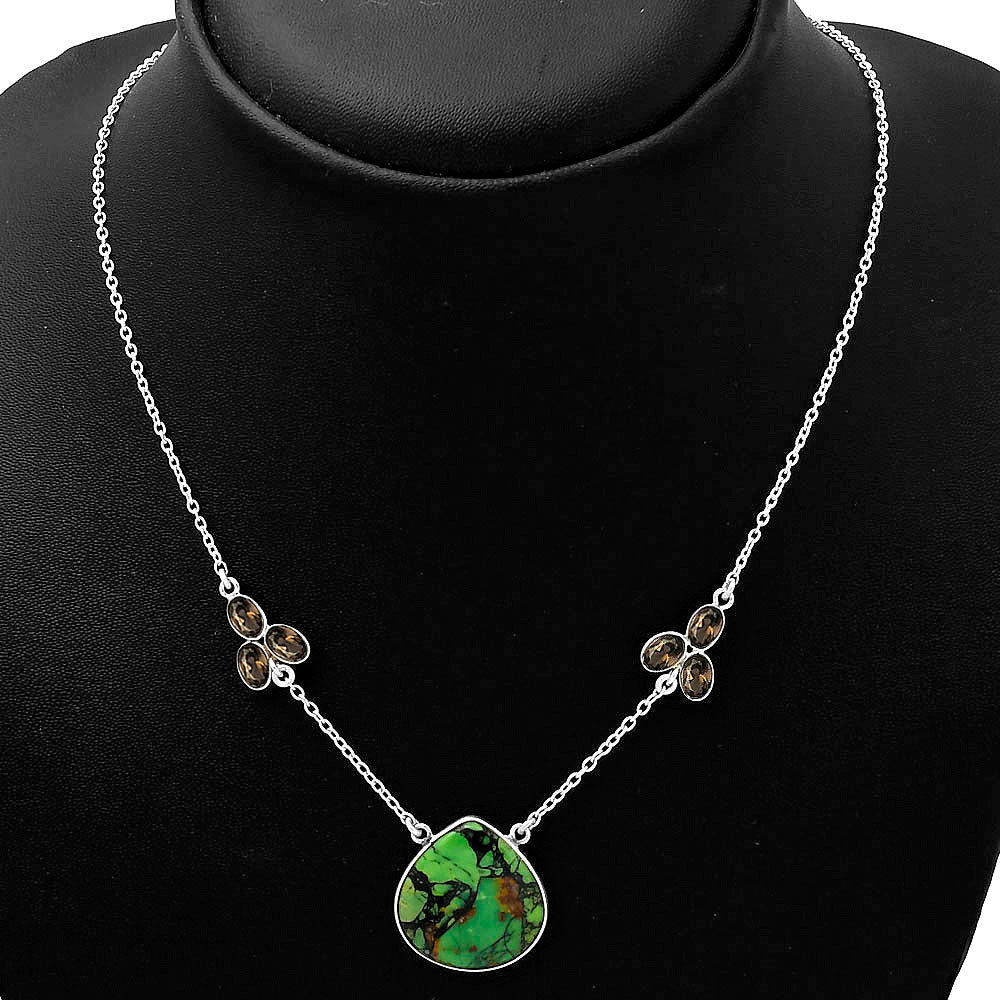 Green Matrix Turquoise & Smoky Quartz Necklace N-1002 SDN1336-1
