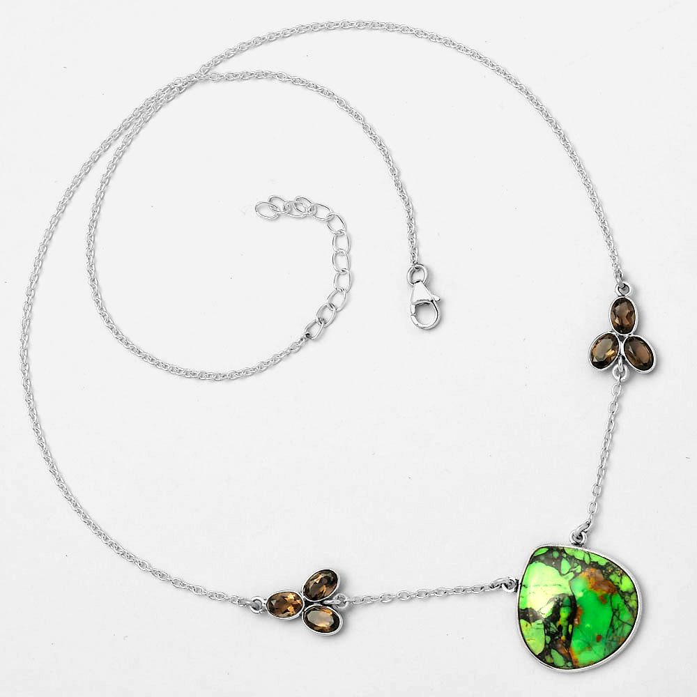 Green Matrix Turquoise & Smoky Quartz Necklace N-1002 SDN1336-3