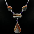 Natural Polygram Jasper & Amethyst Necklace N-1023 SDN2030-1