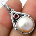 Natural Fresh Water Pink Pearl & Garnet Pendant P-1090 SDP112243-0