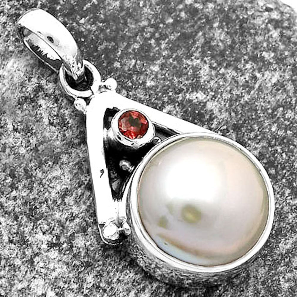 Natural Fresh Water Pink Pearl & Garnet Pendant P-1090 SDP112243-2