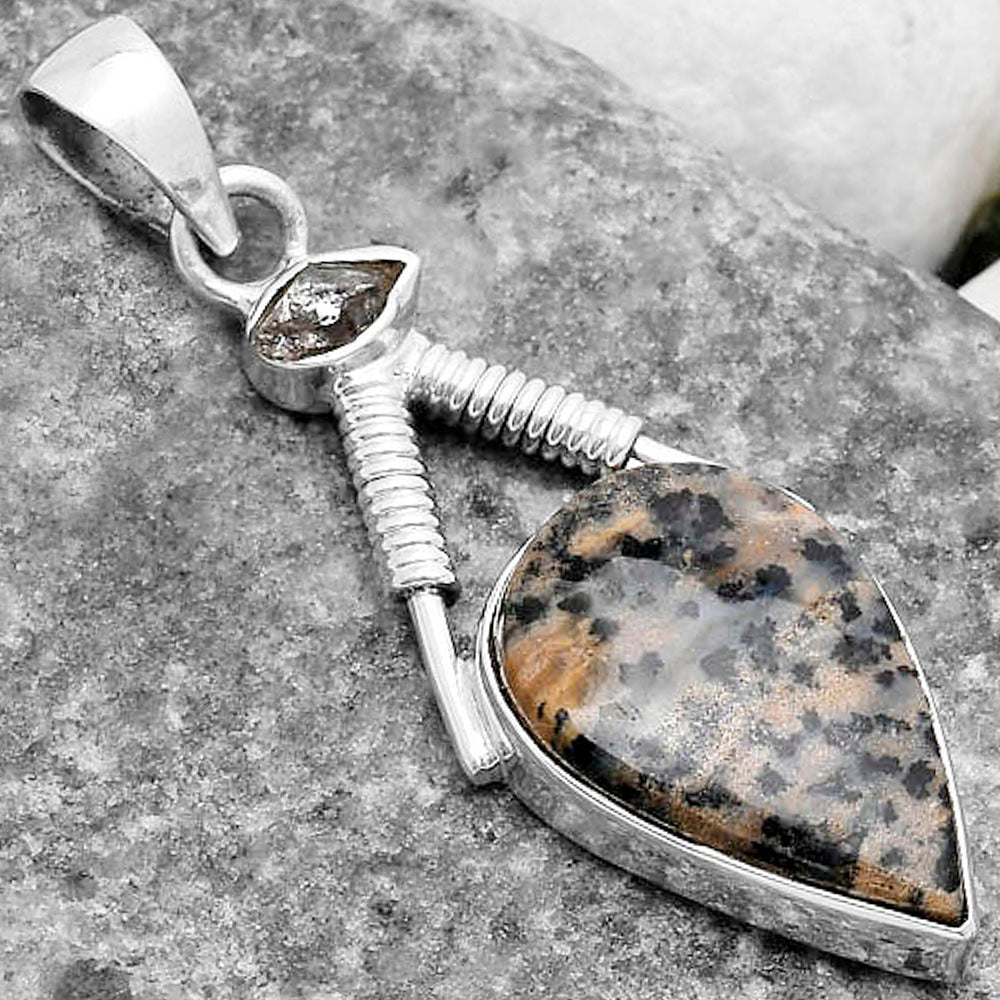 Russian Honey Dendrite Opal & Herkimer Diamond Pendant P-1600 SDP119562-2