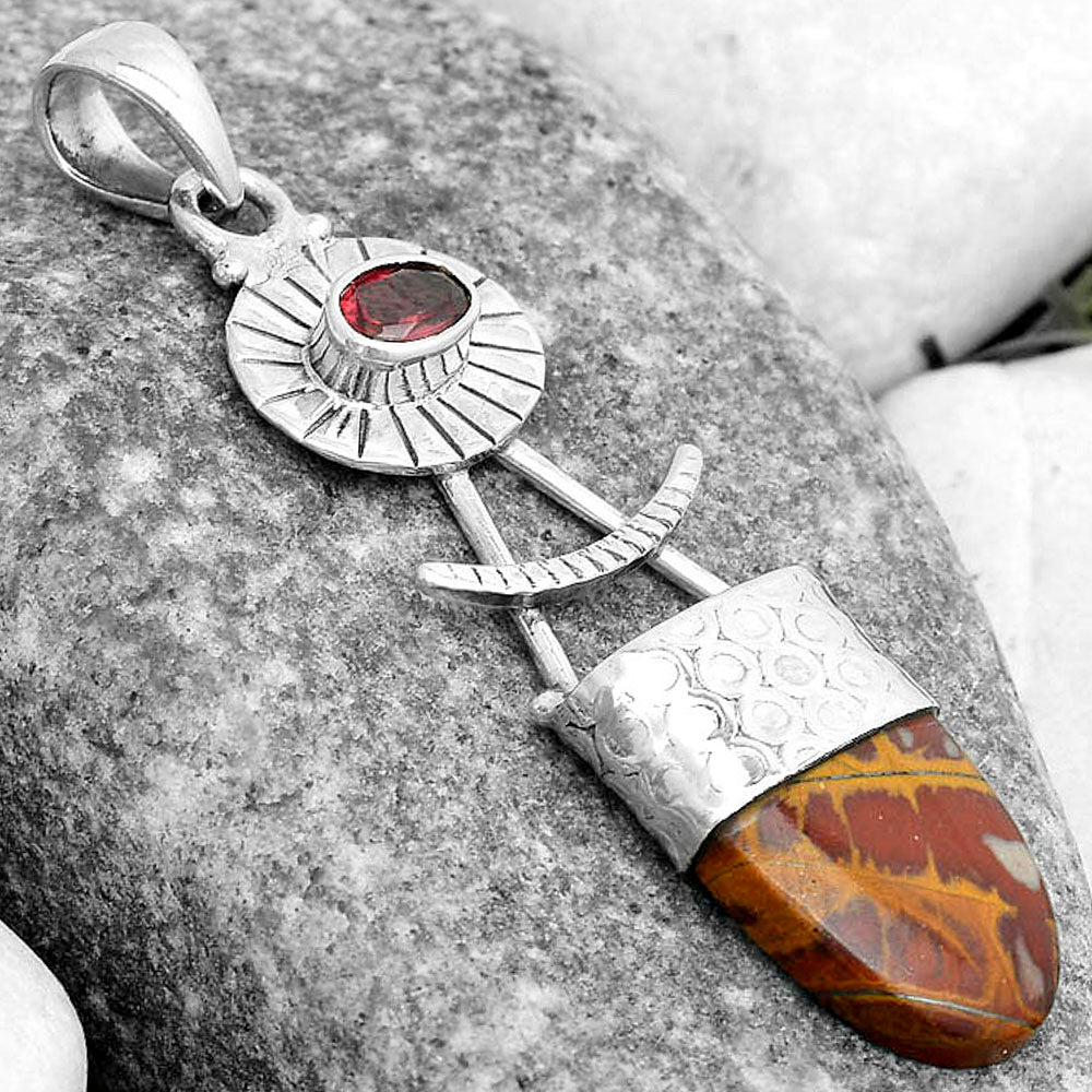 Natural Noreena Jasper & Garnet Pendant P-1193 SDP123141-2