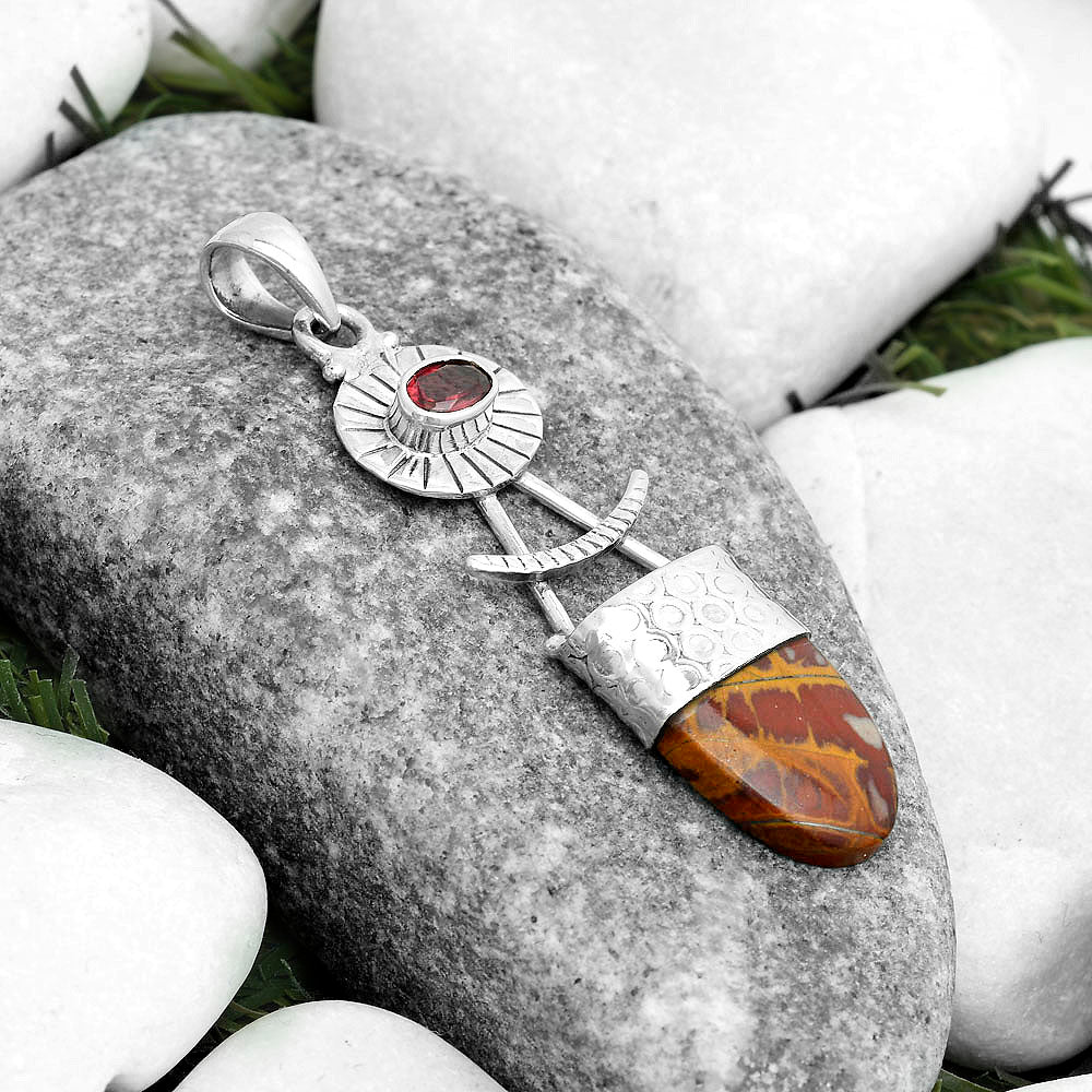 Natural Noreena Jasper & Garnet Pendant P-1193 SDP123141-1